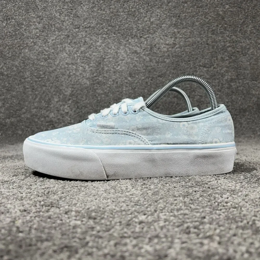 Vans Platform Tonal Women's Size 9.5 Blue Floral Casual Skate Shoes Used